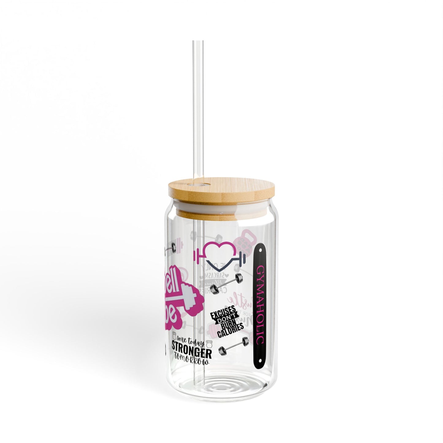 Fitness Sipper Glass - "Barbell Babe" Motivational Drinkware for Gym Lovers