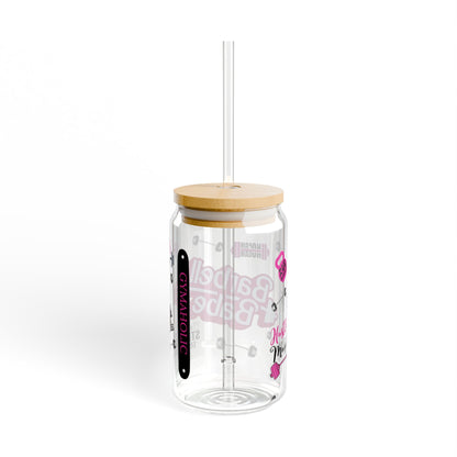 Fitness Sipper Glass - "Barbell Babe" Motivational Drinkware for Gym Lovers